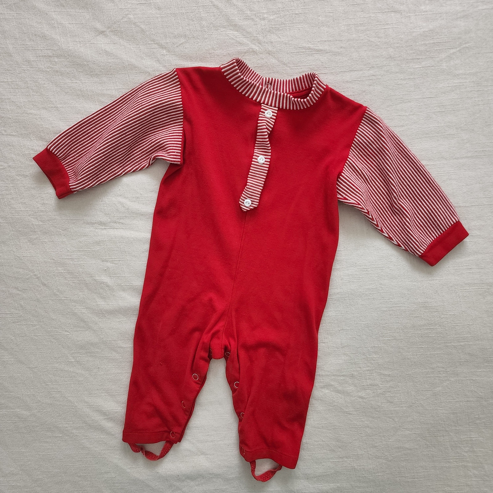 Vintage Red Striped Bodysuit 9-12 Months